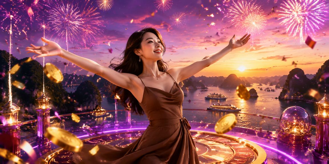 Người dùng tại Hạ Long ngồi uống cà phê và xem hoàn tiền voucher bonus trên điện thoại